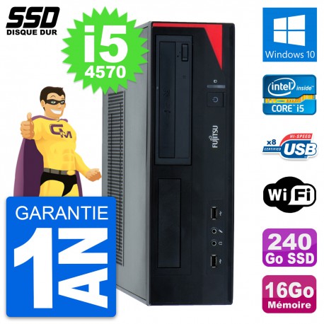 PC Fujitsu Esprimo E520 E85+ DT Intel i5-4570 RAM 16Go SSD 240Go Windows 10 Wifi