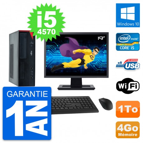 PC Fujitsu E520 DT Ecran 19" Intel i5-4570 RAM 4Go Disque 1To Windows 10 Wifi