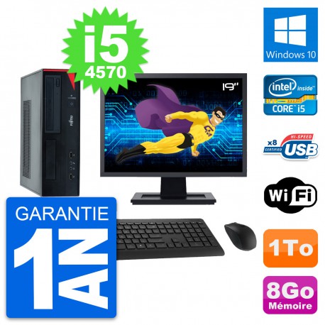PC Fujitsu E520 DT Ecran 19" Intel i5-4570 RAM 8Go Disque 1To Windows 10 Wifi