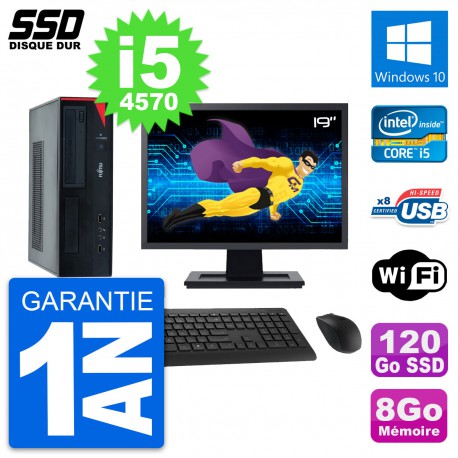 PC Fujitsu E520 DT Ecran 19" Intel i5-4570 RAM 8Go SSD 120Go Windows 10 Wifi
