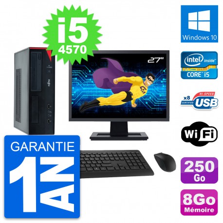 PC Fujitsu E520 DT Ecran 27" Intel i5-4570 RAM 8Go Disque 250Go Windows 10 Wifi