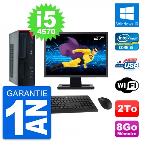 PC Fujitsu E520 DT Ecran 27" Intel i5-4570 RAM 8Go Disque 2To Windows 10 Wifi