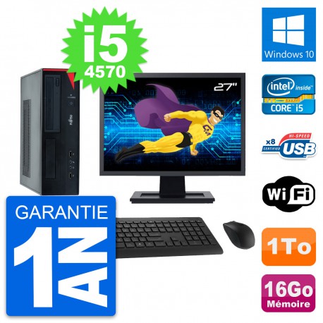 PC Fujitsu E520 DT Ecran 27" Intel i5-4570 RAM 16Go Disque 1To Windows 10 Wifi