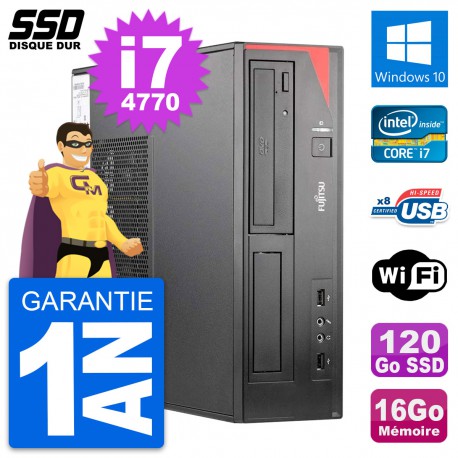 PC Fujitsu Esprimo E520 E85+ DT Intel i7-4770 RAM 16Go SSD 120Go Windows 10 Wifi