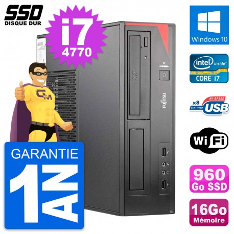 PC Fujitsu Esprimo E520 E85+ DT Intel i7-4770 RAM 16Go SSD 960Go Windows 10 Wifi