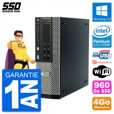 PC Dell OptiPlex 990 SFF Intel Pentium G840 RAM 4Go SSD 960Go Windows 10 Wifi