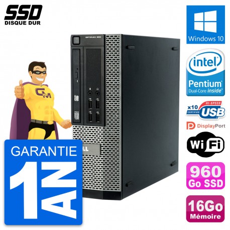 PC Dell OptiPlex 990 SFF Intel Pentium G840 RAM 16Go SSD 960Go Windows 10 Wifi