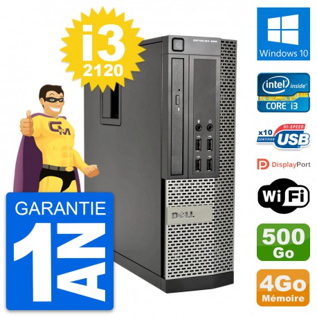 PC Dell OptiPlex 990 SFF Intel i3-2120 RAM 4Go Disque Dur 500Go Windows 10 Wifi