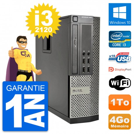 PC Dell OptiPlex 990 SFF Intel i3-2120 RAM 4Go Disque Dur 1To Windows 10 Wifi