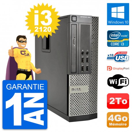 PC Dell OptiPlex 990 SFF Intel i3-2120 RAM 4Go Disque Dur 2To Windows 10 Wifi