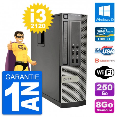 PC Dell OptiPlex 990 SFF Intel i3-2120 RAM 8Go Disque Dur 250Go Windows 10 Wifi