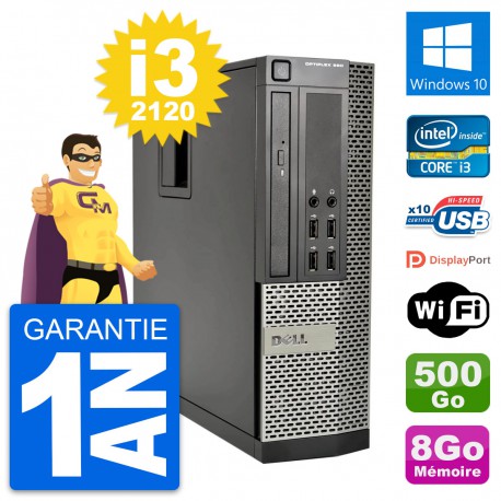 PC Dell OptiPlex 990 SFF Intel i3-2120 RAM 8Go Disque Dur 500Go Windows 10 Wifi