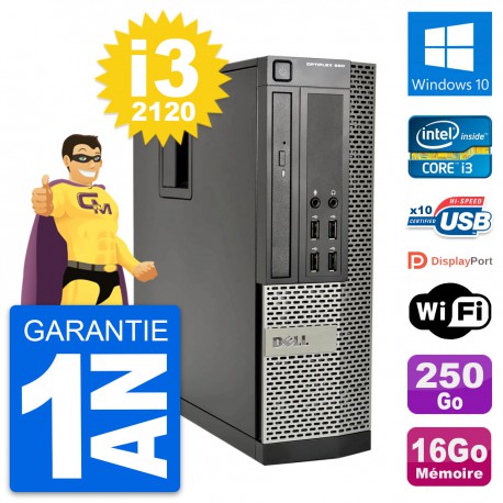 PC Dell OptiPlex 990 SFF Intel i3-2120 RAM 16Go Disque Dur 250Go Windows 10 Wifi