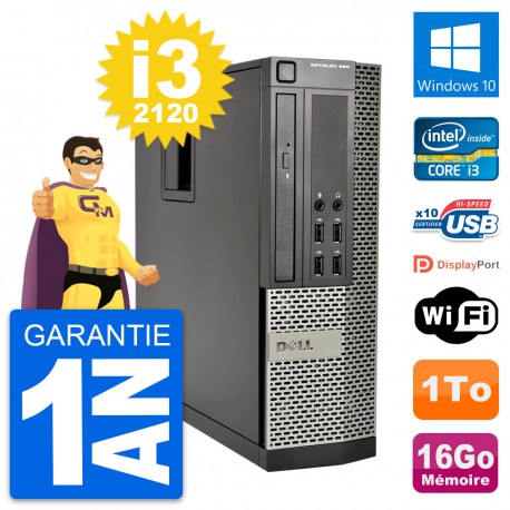 PC Dell OptiPlex 990 SFF Intel i3-2120 RAM 16Go Disque Dur 1To Windows 10 Wifi