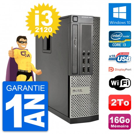 PC Dell OptiPlex 990 SFF Intel i3-2120 RAM 16Go Disque Dur 2To Windows 10 Wifi