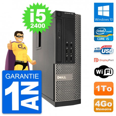 PC Dell OptiPlex 990 SFF Intel i5-2400 RAM 4Go Disque Dur 1To Windows 10 Wifi