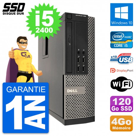 PC Dell OptiPlex 990 SFF Intel Core i5-2400 RAM 4Go SSD 120Go Windows 10 Wifi