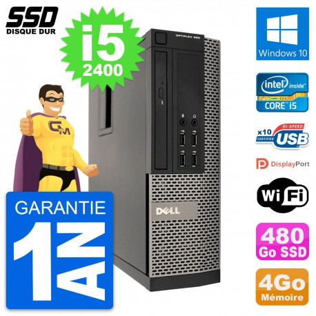 PC Dell OptiPlex 990 SFF Intel Core i5-2400 RAM 4Go SSD 480Go Windows 10 Wifi