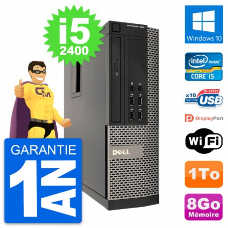 PC Dell OptiPlex 990 SFF Intel i5-2400 RAM 8Go Disque Dur 1To Windows 10 Wifi