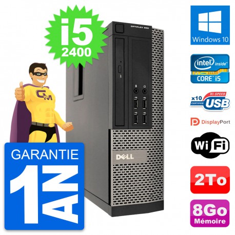 PC Dell OptiPlex 990 SFF Intel i5-2400 RAM 8Go Disque Dur 2To Windows 10 Wifi