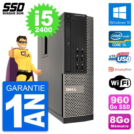 PC Dell OptiPlex 990 SFF Intel Core i5-2400 RAM 8Go SSD 960Go Windows 10 Wifi