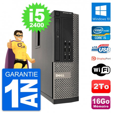 PC Dell OptiPlex 990 SFF Intel i5-2400 RAM 16Go Disque Dur 2To Windows 10 Wifi