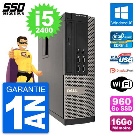 PC Dell OptiPlex 990 SFF Intel Core i5-2400 RAM 16Go SSD 960Go Windows 10 Wifi