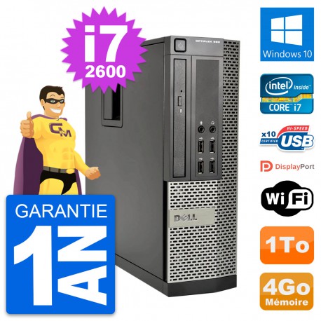 PC Dell OptiPlex 990 SFF Intel i7-2600 RAM 4Go Disque Dur 1To Windows 10 Wifi