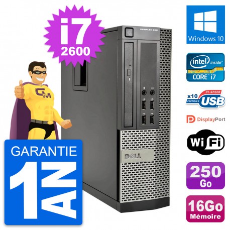 PC Dell OptiPlex 990 SFF Intel i7-2600 RAM 16Go Disque Dur 250Go Windows 10 Wifi