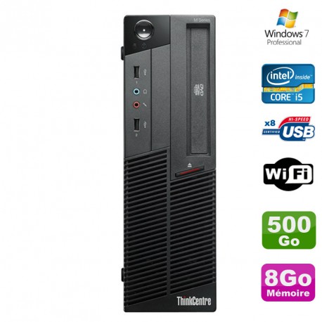 PC Lenovo Thinkcentre M90P 5864 Core i5-650 3.2GHz 8Go 500Go Graveur WIFI W7
