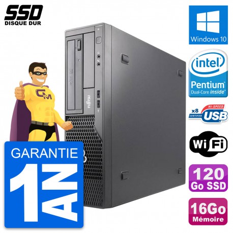 PC Fujitsu Esprimo E500 E85+ DT Intel G630 RAM 16Go SSD 120Go Windows 10 Wifi