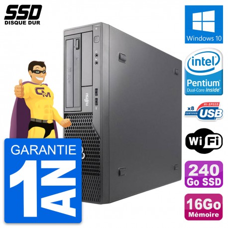 PC Fujitsu Esprimo E500 E85+ DT Intel G630 RAM 16Go SSD 240Go Windows 10 Wifi