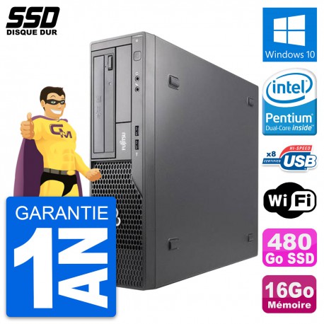 PC Fujitsu Esprimo E500 E85+ DT Intel G630 RAM 16Go SSD 480Go Windows 10 Wifi