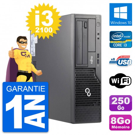 PC Fujitsu Esprimo E500 DT Intel i3-2100 RAM 8Go Disque 250Go Windows 10 Wifi