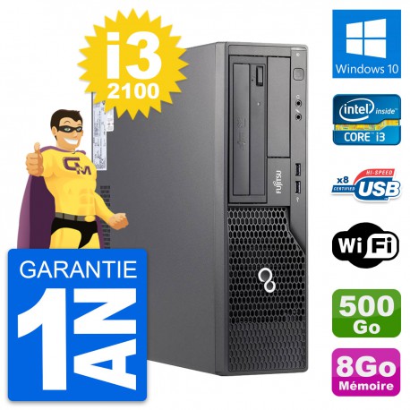 PC Fujitsu Esprimo E500 DT Intel i3-2100 RAM 8Go Disque 500Go Windows 10 Wifi