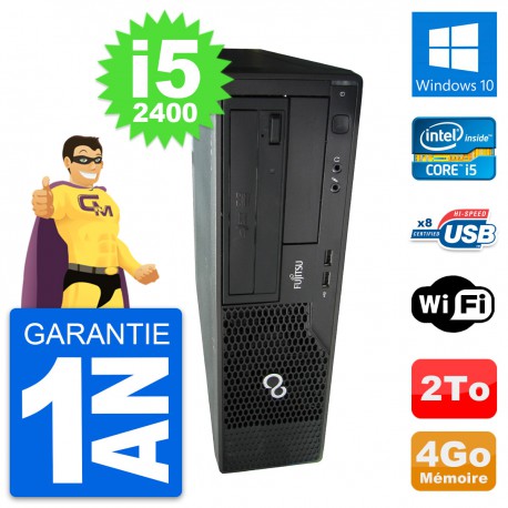PC Fujitsu Esprimo E500 DT Intel i5-2400 RAM 4Go Disque Dur 2To Windows 10 Wifi