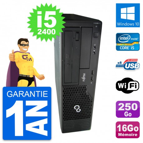 PC Fujitsu Esprimo E500 DT Intel i5-2400 RAM 16Go Disque 250Go Windows 10 Wifi