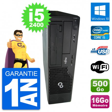 PC Fujitsu Esprimo E500 DT Intel i5-2400 RAM 16Go Disque 500Go Windows 10 Wifi