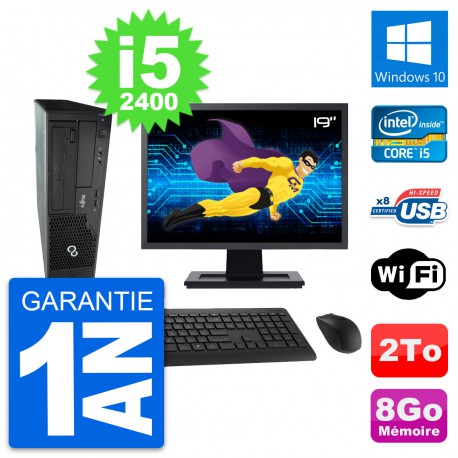 PC Fujitsu E500 DT Ecran 19" Intel i5-2400 RAM 8Go Disque 2To Windows 10 Wifi