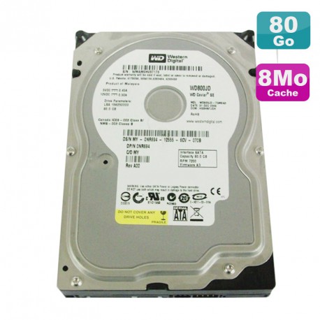 Disque Dur 80Go SATA 3.5" Western Digital Caviar SE WD800JD-60LSA5 7200RPM 8Mo