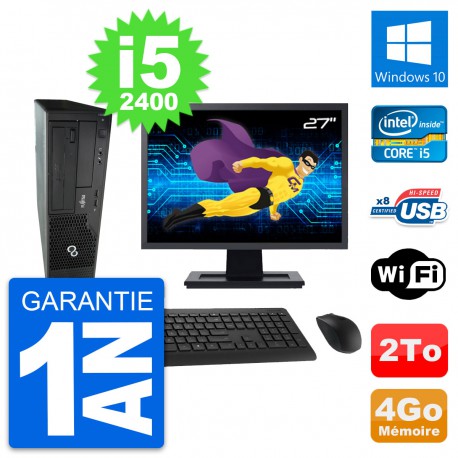 PC Fujitsu E500 DT Ecran 27" Intel i5-2400 RAM 4Go Disque 2To Windows 10 Wifi