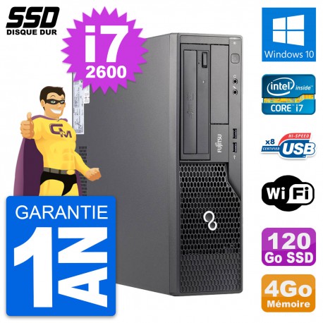 PC Fujitsu Esprimo E500 E85+ DT Intel i7-2600 RAM 4Go SSD 120Go Windows 10 Wifi