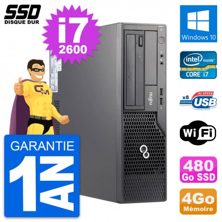 PC Fujitsu Esprimo E500 E85+ DT Intel i7-2600 RAM 4Go SSD 480Go Windows 10 Wifi