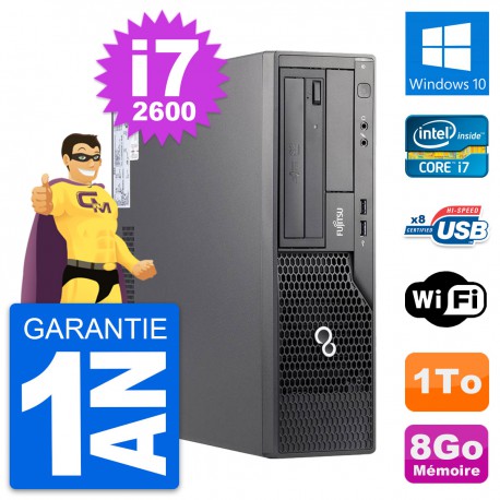 PC Fujitsu Esprimo E500 DT Intel i7-2600 RAM 8Go Disque Dur 1To Windows 10 Wifi