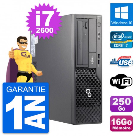 PC Fujitsu Esprimo E500 DT Intel i7-2600 RAM 16Go Disque 250Go Windows 10 Wifi