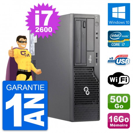 PC Fujitsu Esprimo E500 DT Intel i7-2600 RAM 16Go Disque 500Go Windows 10 Wifi