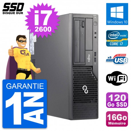 PC Fujitsu Esprimo E500 E85+ DT Intel i7-2600 RAM 16Go SSD 120Go Windows 10 Wifi