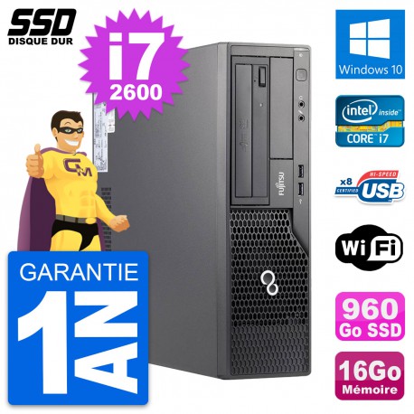 PC Fujitsu Esprimo E500 E85+ DT Intel i7-2600 RAM 16Go SSD 960Go Windows 10 Wifi