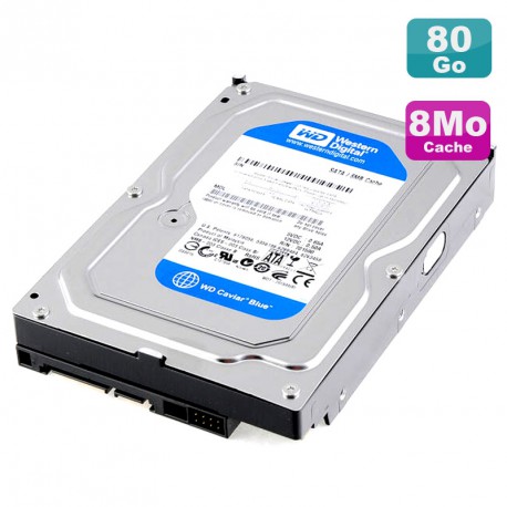 Disque Dur 80Go SATA 3.5" Western Digital Caviar Blue WD800AAJS-75M0A0 7200RPM 8Mo