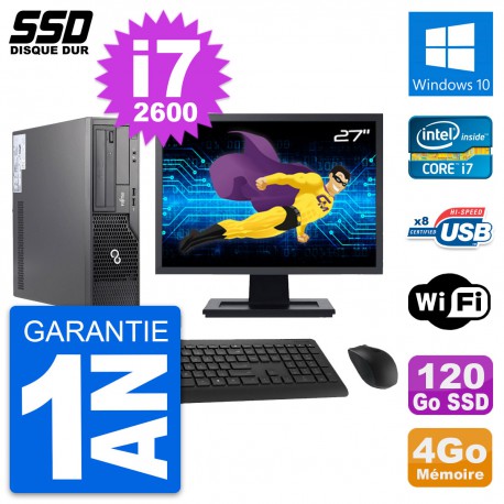 PC Fujitsu E500 E85+ DT Ecran 27" i7-2600 RAM 4Go SSD 120Go Windows 10 Wifi